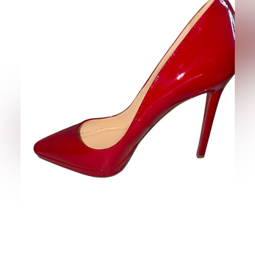 Christian Louboutin Pumps Red Patent Leather Patriotic Pointed Toe Size 35.5 - Picture 5 of 13